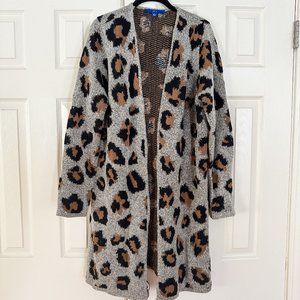 Women's Apt. 9 Leopard Cardigan Sweater - Black/Brown/Gray L